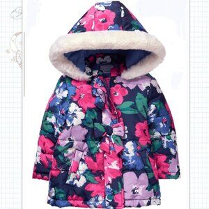 Gymboree Girls' Toddler Floral Print Puffer Jacket, Blissful Blue Size 4T